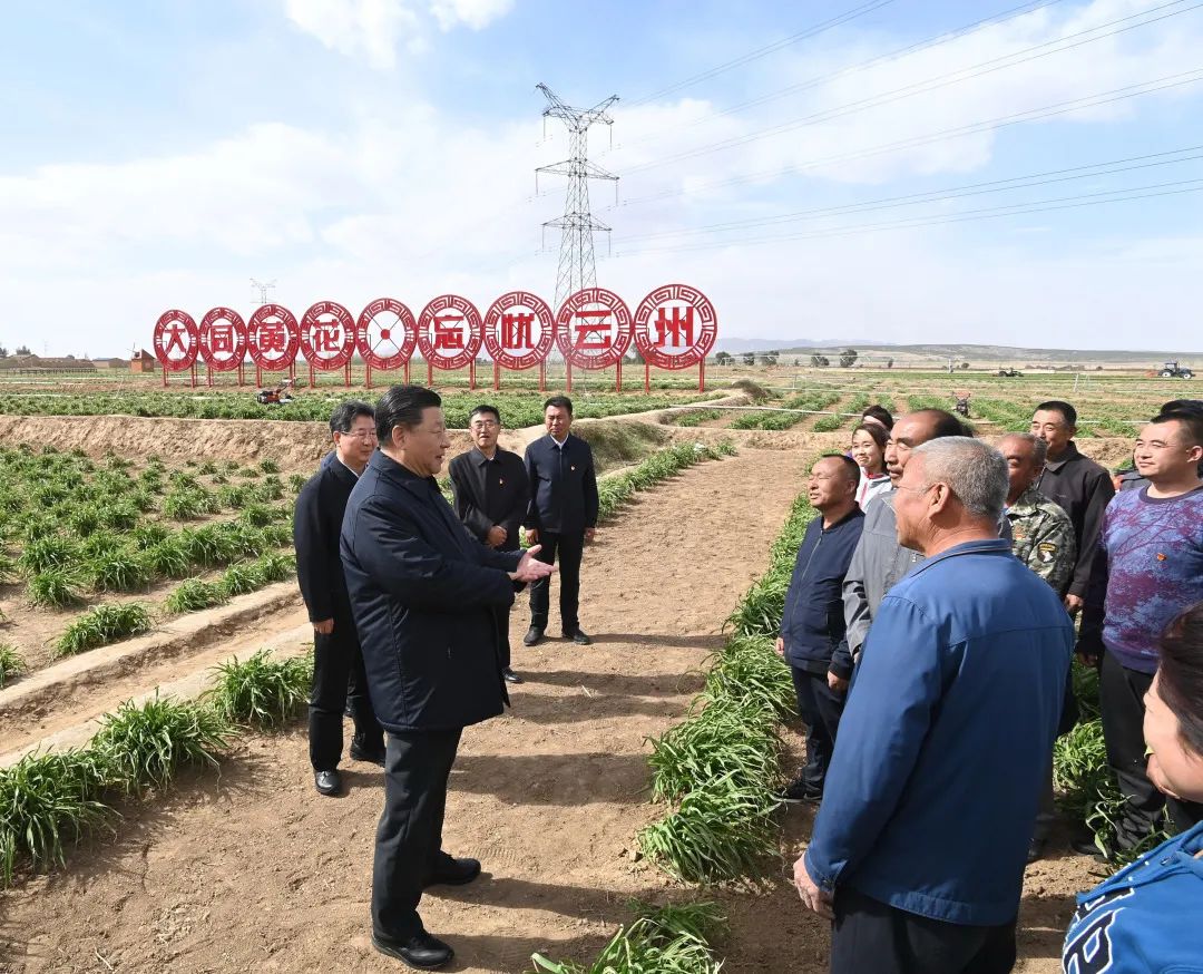 2020年5月11日，習(xí)近平考察山西大同市云州區(qū)有機(jī)黃花標(biāo)準(zhǔn)化種植基地。新華社記者 李學(xué)仁 攝